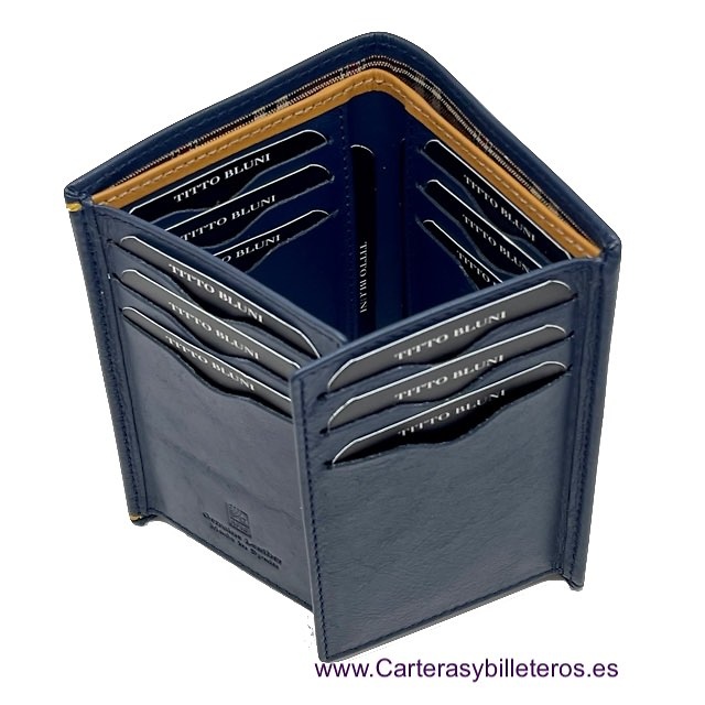 PORTE CARTAS HOMME TITTO BLUNI CUIR DE LUXE AVEC DE 16 PORTECARTES 