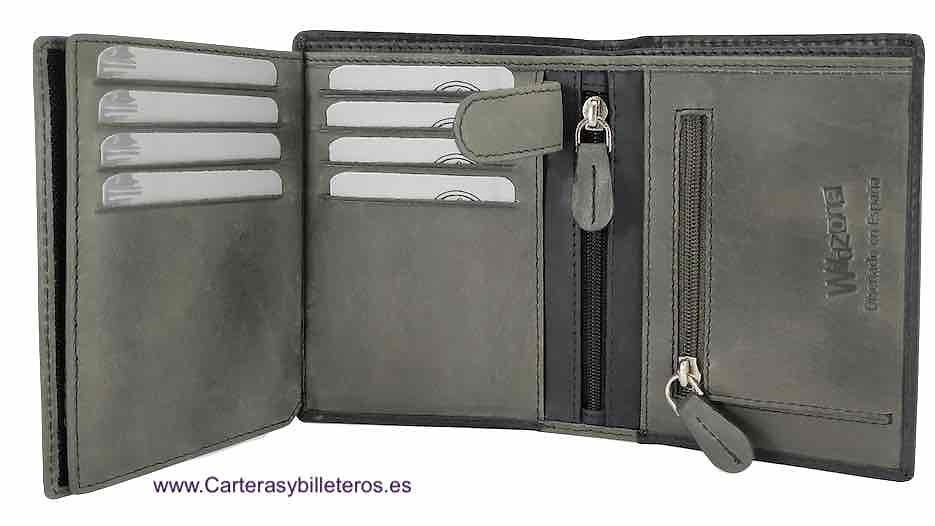 PORTE-CARTES EN CUIR AVEC SAC À MAIN ZIPPÉ et système de sécurité RFID 