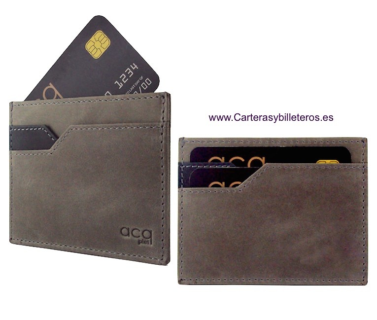 PORTE-CARTES EN CUIR DE LUXE SUPERFIN GRIS PERLE AVEC PORTEFEUILLE 