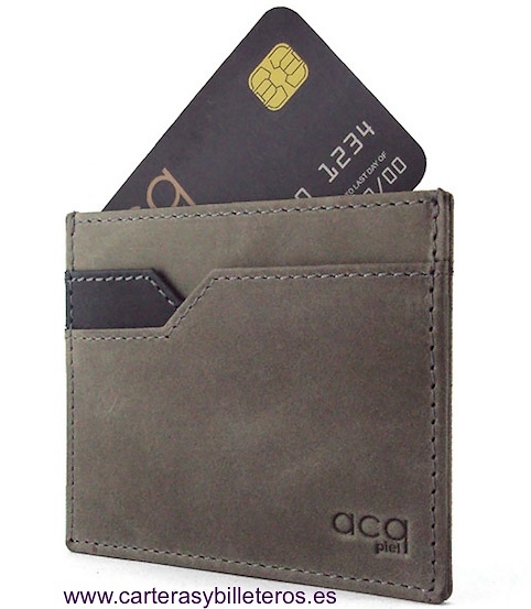 PORTE-CARTES EN CUIR DE LUXE SUPERFIN GRIS PERLE AVEC PORTEFEUILLE 