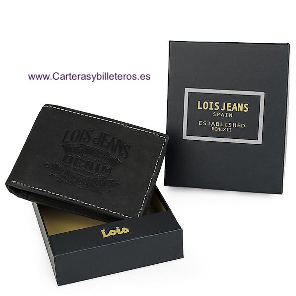 PORTE-CARTES LOIS EN CUIR DE VEAU JEANS AVEC LA MARQUE GRAVÉE AU FEU 