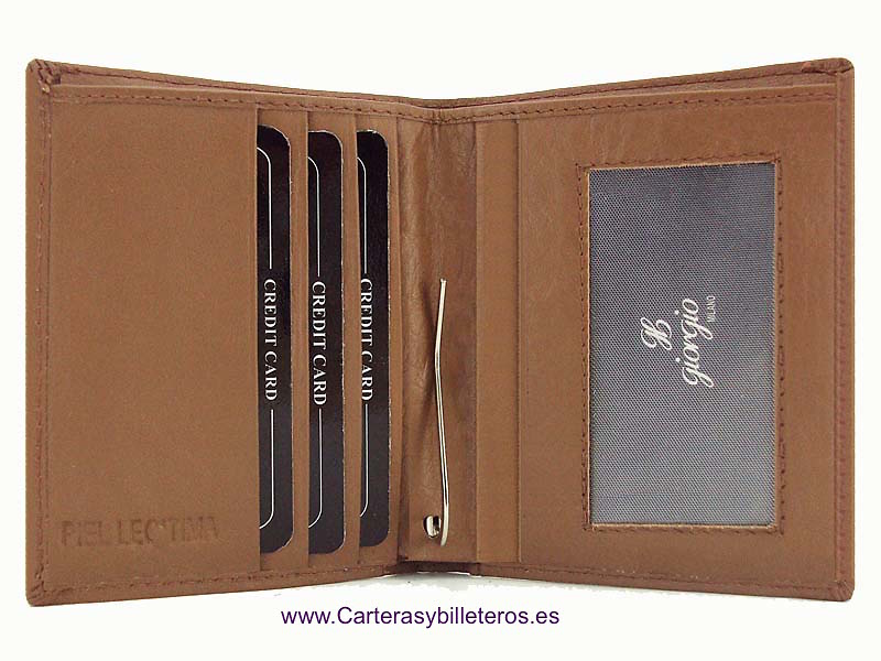 PORTE-CARTES PORTEFEUILLE AVEC CLIP POUR BILLETS EN CUIR 