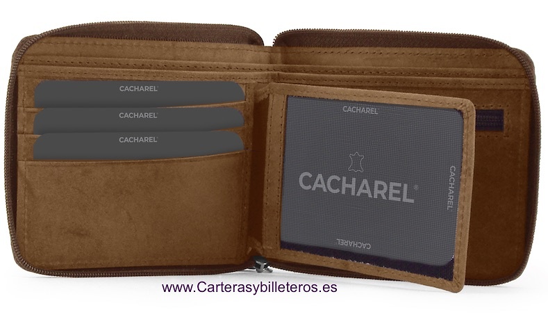 PORTEFEUILLE CACHAREL EN CUIR NAPA LUX FERMETURE ZIP 