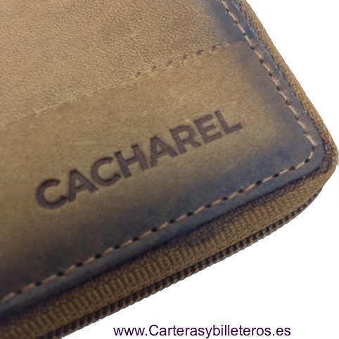 PORTEFEUILLE CACHAREL EN CUIR NAPA LUX FERMETURE ZIP 