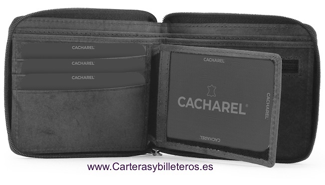 PORTEFEUILLE CACHAREL EN CUIR NAPA LUX FERMETURE ZIP 