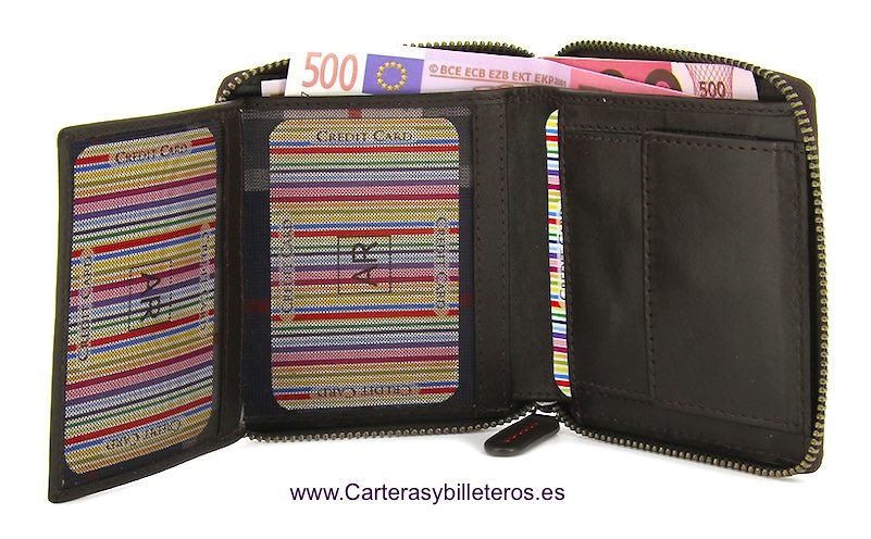 PORTEFEUILLE CARREÉ D' ZIPPER HOMME 