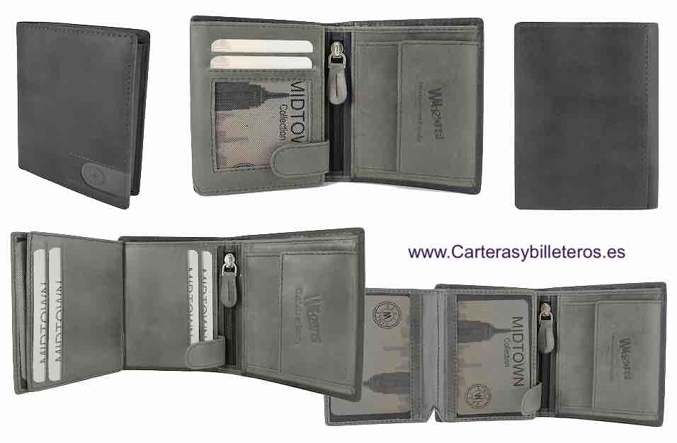 Portefeuilles-cuir-homme-bicolore-noir-et-gris-avec-porte-monnaie 