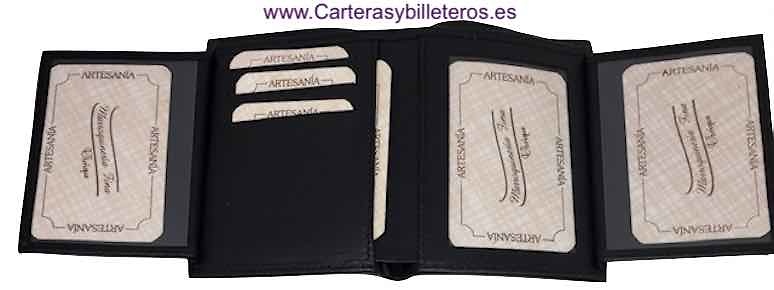 PORTEFEUILLE DE CARTES EN CUIR TAFILETE DE LUXE FABRIQUÉ EN ESPAGNE 14 CARTES 