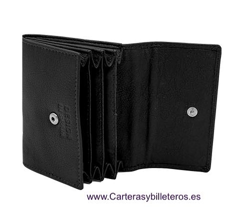 PORTEFEUILLE EN CUIR PORTE-CARTES AVEC CINQ POCHES - 2 COULEURS- 