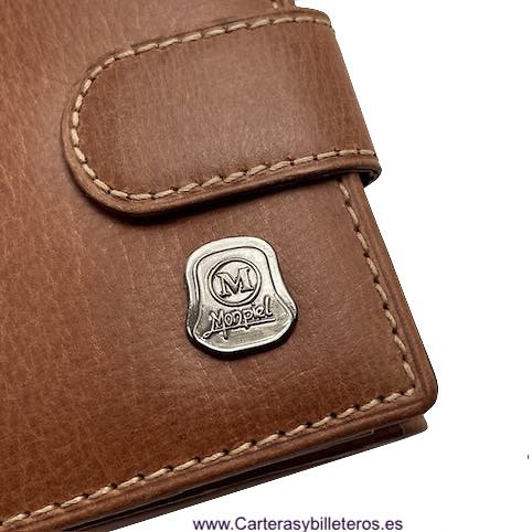 PORTEFEUILLE EN CUIR PORTE-CARTES AVEC FERMETURE ÉCLAIR ET PORTE-MONNAIE EXTERNE 