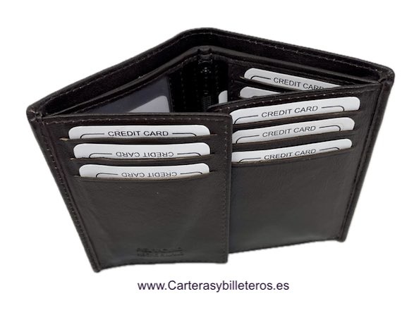 PORTEFEUILLE EN CUIR POUR HOMME AVEC PORTE-CARTES À AILETTES POUR 13 CARTES 