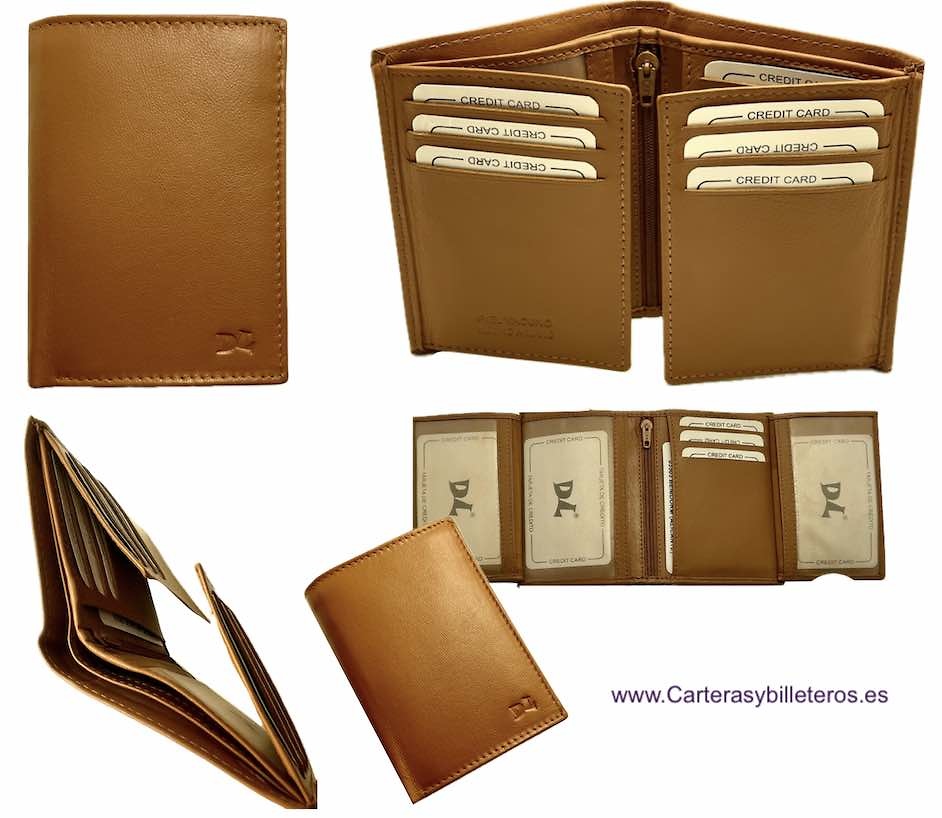 PORTEFEUILLE EN CUIR POUR HOMME AVEC PORTE-CARTES À AILETTES POUR 13 CARTES 