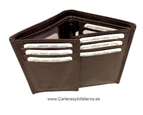 PORTEFEUILLE EN CUIR POUR HOMME AVEC PORTE-CARTES À AILETTES POUR 13 CARTES 