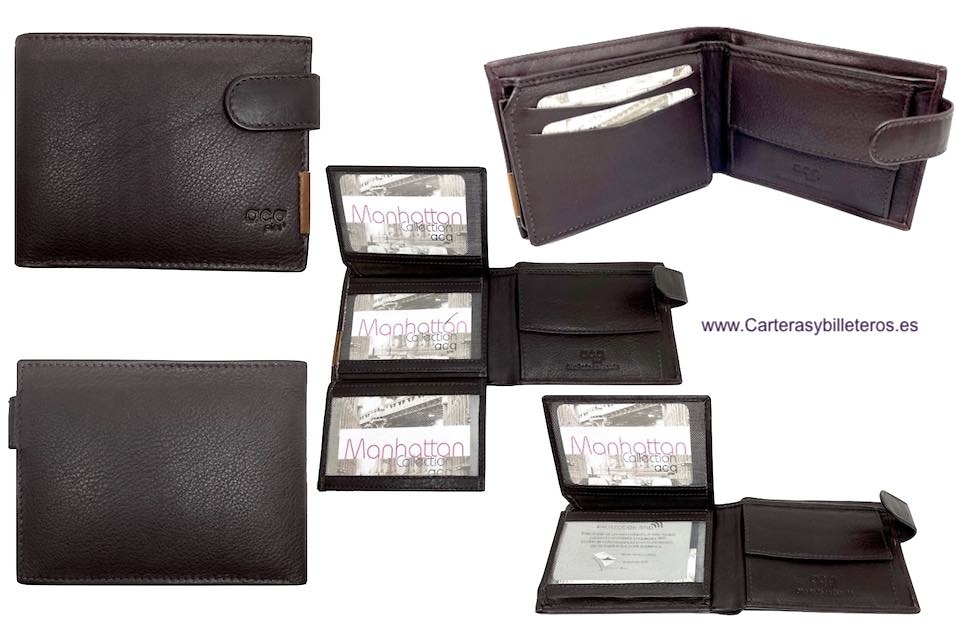 PORTEFEUILLE EN CUIR POUR HOMME AVEC PORTE-MONNAIE ET ​​PORTE-CARTES EXTENSIBLES 