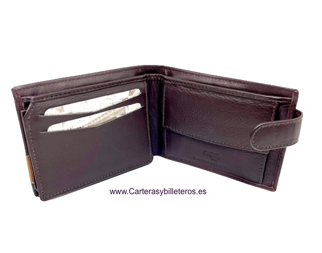 PORTEFEUILLE EN CUIR POUR HOMME AVEC PORTE-MONNAIE ET ​​PORTE-CARTES EXTENSIBLES 