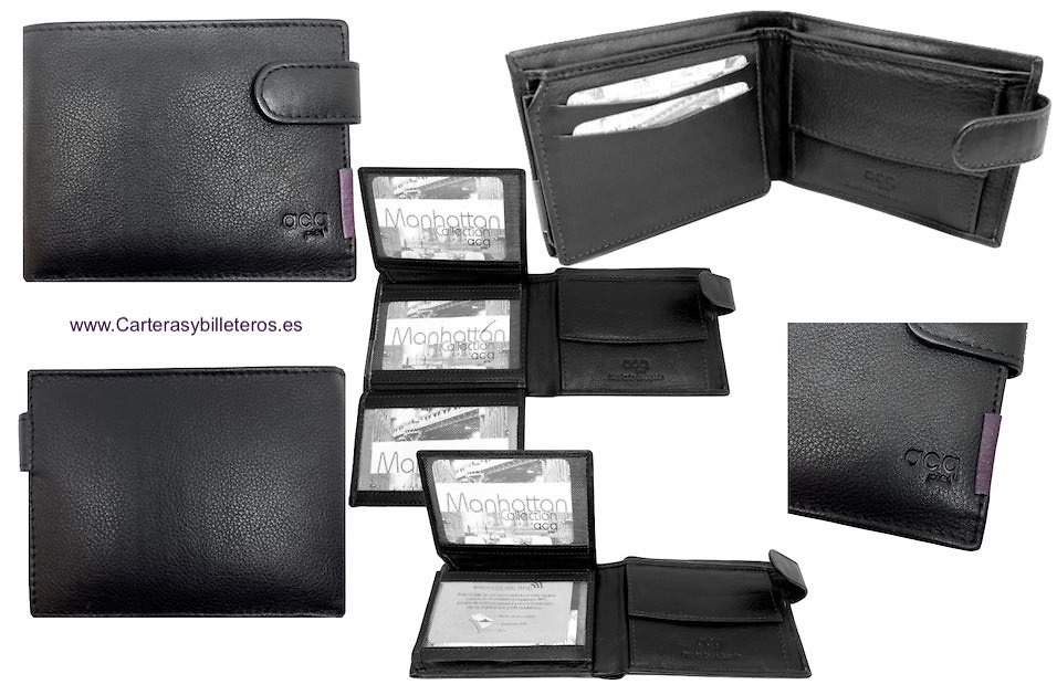 PORTEFEUILLE EN CUIR POUR HOMME AVEC PORTE-MONNAIE ET ​​PORTE-CARTES EXTENSIBLES 