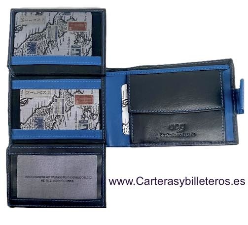 PORTEFEUILLE EN CUIR POUR HOMME AVEC PORTE-MONNAIE ET ​​PORTE-CARTES EXTENSIBLES 