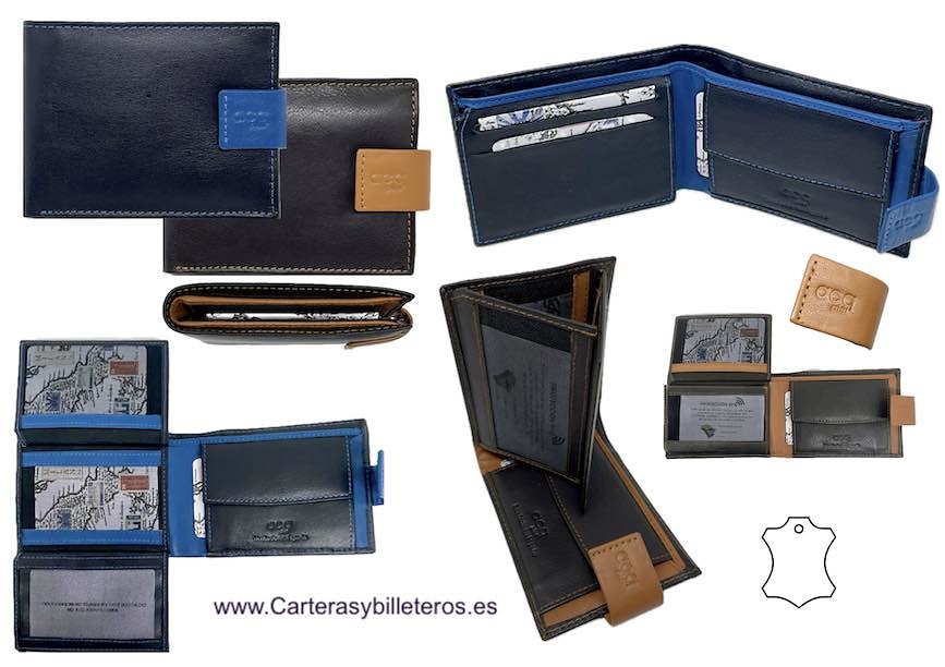 PORTEFEUILLE EN CUIR POUR HOMME AVEC PORTE-MONNAIE ET ​​PORTE-CARTES EXTENSIBLES 