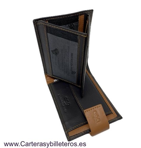 PORTEFEUILLE EN CUIR POUR HOMME AVEC PORTE-MONNAIE ET ​​PORTE-CARTES EXTENSIBLES 