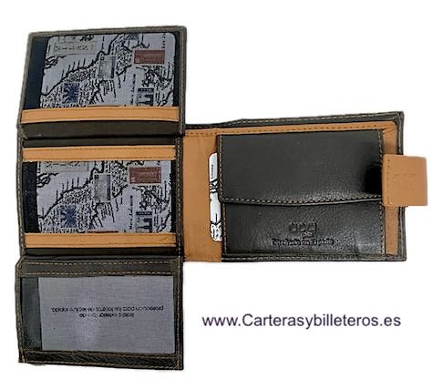 PORTEFEUILLE EN CUIR POUR HOMME AVEC PORTE-MONNAIE ET ​​PORTE-CARTES EXTENSIBLES 