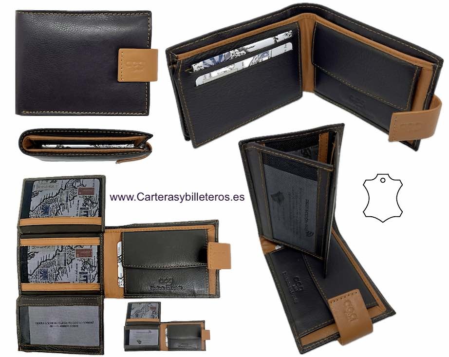 PORTEFEUILLE EN CUIR POUR HOMME AVEC PORTE-MONNAIE ET ​​PORTE-CARTES EXTENSIBLES 