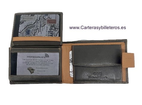 PORTEFEUILLE EN CUIR POUR HOMME AVEC PORTE-MONNAIE ET ​​PORTE-CARTES EXTENSIBLES 