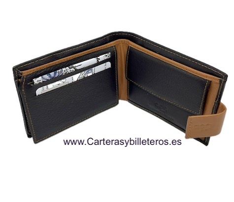 PORTEFEUILLE EN CUIR POUR HOMME AVEC PORTE-MONNAIE ET ​​PORTE-CARTES EXTENSIBLES 