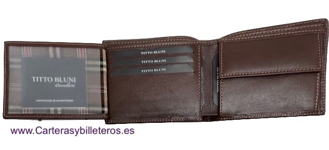 PORTEFEUILLE EN CUIR POUR HOMME TITTO BLUNI AVEC PORTE-MONAIES ET PORTE-CARTES 