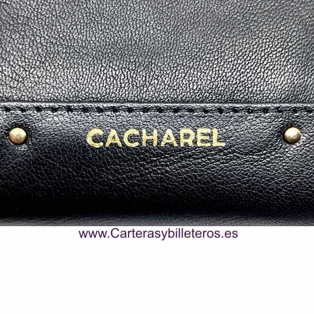 PORTEFEUILLE FEMME EN CUIR + PORTE-CARTES AMOVIBLE MARQUE CACHAREL 