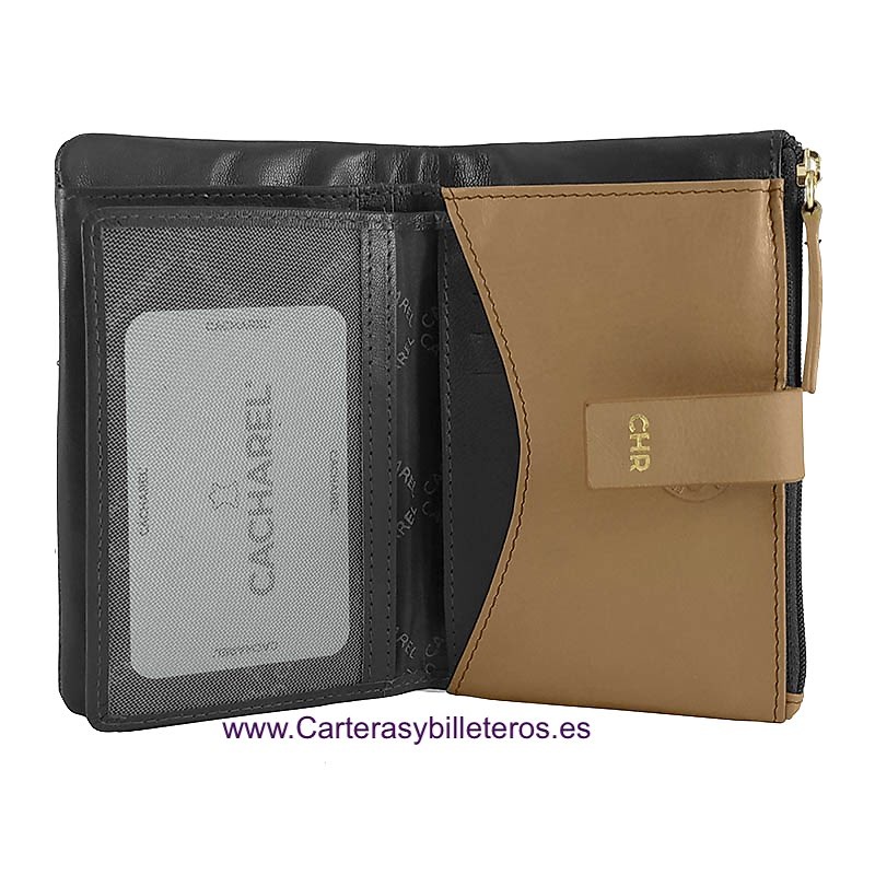 PORTEFEUILLE FEMME EN CUIR + PORTE-CARTES AMOVIBLE MARQUE CACHAREL 