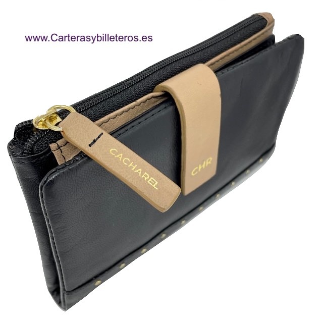 PORTEFEUILLE FEMME EN CUIR + PORTE-CARTES AMOVIBLE MARQUE CACHAREL 