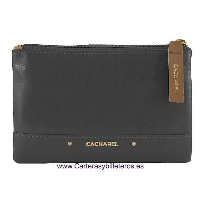 PORTEFEUILLE FEMME EN CUIR + PORTE-CARTES AMOVIBLE MARQUE CACHAREL 