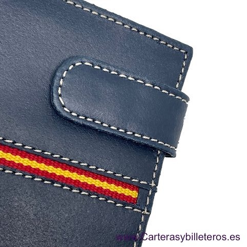 PORTEFEUILLE HOMME EN CUIR D'UBRIQUE AVEC DRAPEAU ESPAGNE ET FERMETURE EXTÉRIEURE 