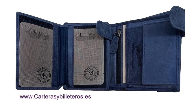 PORTEFEUILLE HOMME NATURE AVEC PORTE-CARTES EN CUIR CIREMENT POUR 13 CARTES 