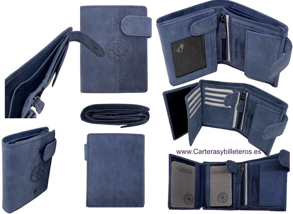 PORTEFEUILLE HOMME NATURE AVEC PORTE-CARTES EN CUIR CIREMENT POUR 13 CARTES 