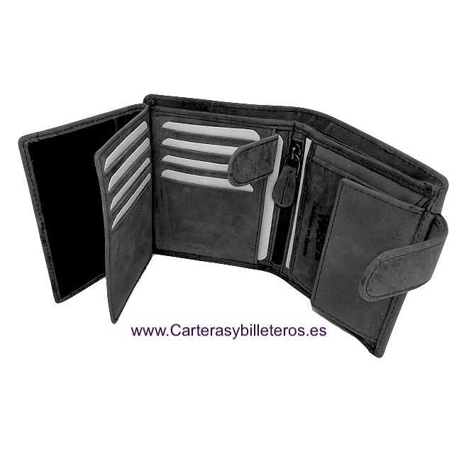 PORTEFEUILLE HOMME NATURE AVEC PORTE-CARTES EN CUIR CIREMENT POUR 13 CARTES 