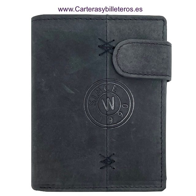 PORTEFEUILLE HOMME NATURE AVEC PORTE-CARTES EN CUIR CIREMENT POUR 13 CARTES 