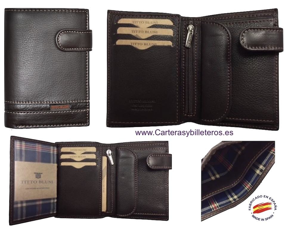 PORTEFEUILLE HOMME TITTO BLUNI CUIR DE LUXE AVEC DE MONNAIE 10 CARTES 