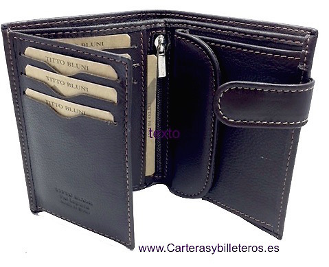 PORTEFEUILLE HOMME TITTO BLUNI CUIR DE LUXE AVEC DE MONNAIE 10 CARTES 