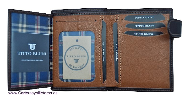 PORTEFEUILLE HOMME TITTO BLUNI CUIR DE LUXE AVEC DE MONNAIE 10 CARTES 