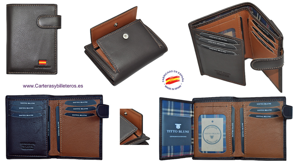 PORTEFEUILLE HOMME TITTO BLUNI CUIR DE LUXE AVEC DE MONNAIE 10 CARTES 