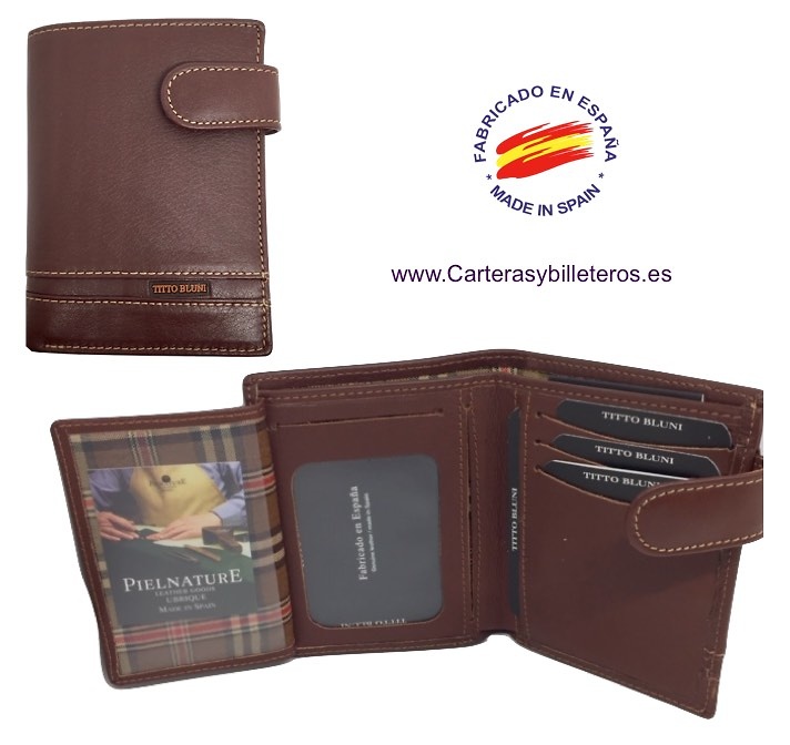 PORTEFEUILLE HOMME TITTO BLUNI CUIR DE LUXE AVEC DE MONNAIE 10 CARTES 