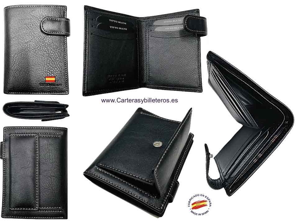 PORTEFEUILLE HOMME TITTO BLUNI CUIR DE LUXE AVEC DE MONNAIE 10 CARTES 