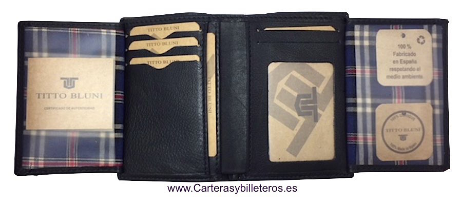 PORTEFEUILLE HOMME TITTO BLUNI CUIR DE LUXE AVEC DE MONNAIE 16 CARTES 