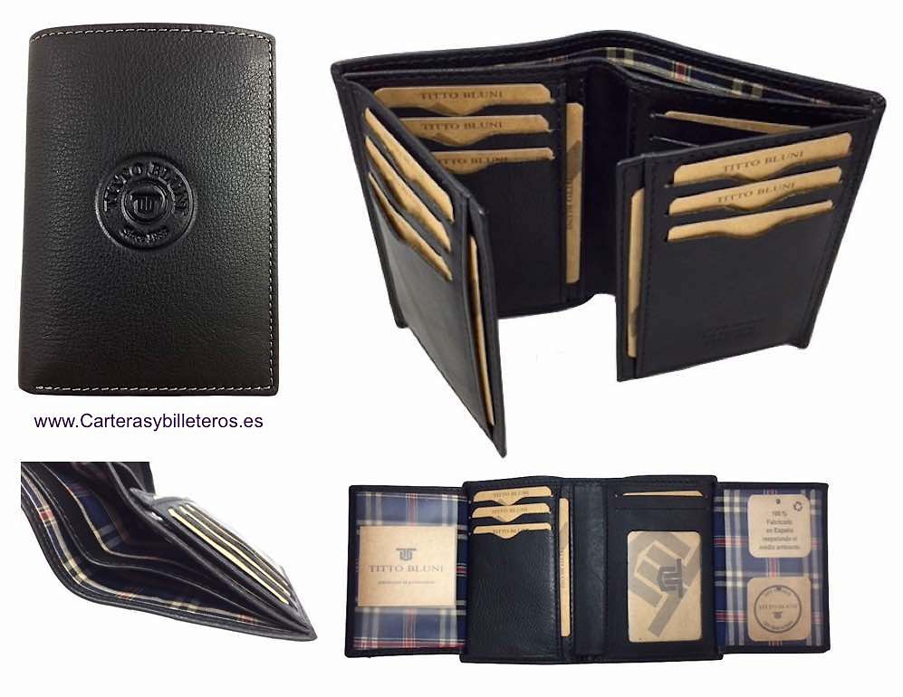 PORTEFEUILLE HOMME TITTO BLUNI CUIR DE LUXE AVEC DE MONNAIE 17 CARTES 