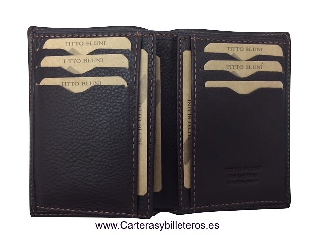 PORTEFEUILLE HOMME TITTO BLUNI CUIR DE LUXE AVEC DE MONNAIE 17 CARTES 