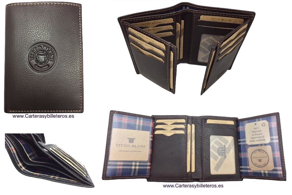 PORTEFEUILLE HOMME TITTO BLUNI CUIR DE LUXE AVEC DE MONNAIE 17 CARTES 