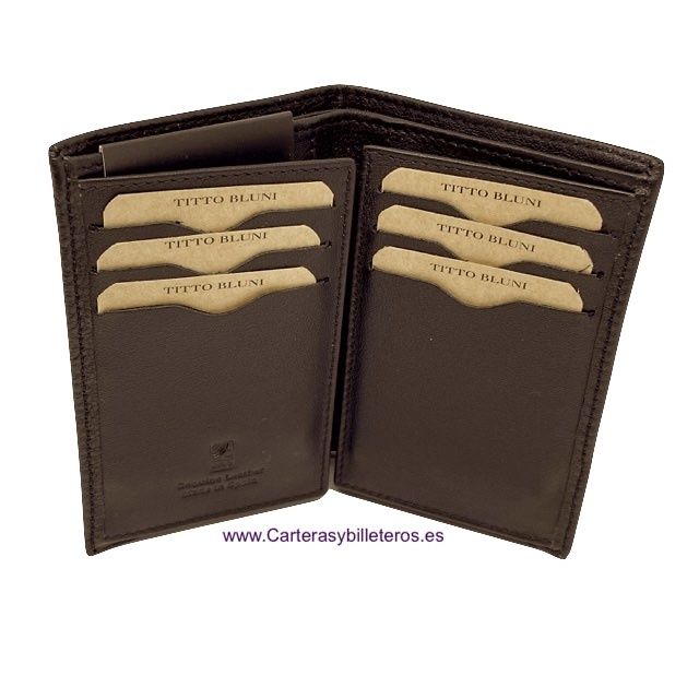 PORTEFEUILLE HOMME TITTO BLUNI CUIR DE LUXE AVEC PORTE 16 CARTES CHEVRON GRAVÉ 