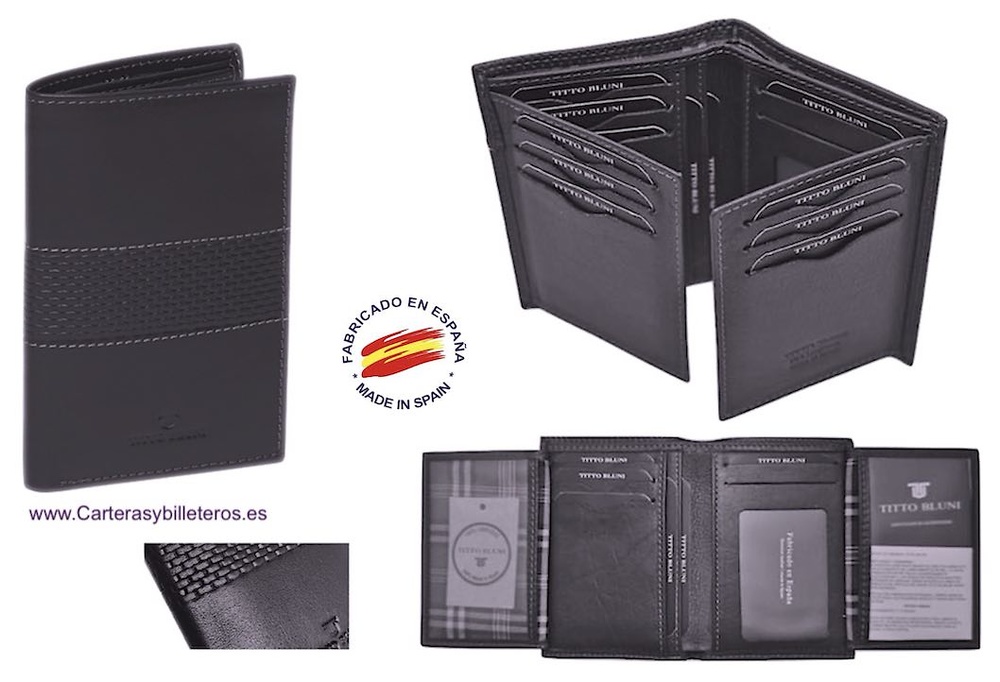 PORTEFEUILLE HOMME TITTO BLUNI CUIR DE LUXE AVEC PORTE 16 CARTES 