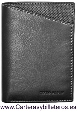 PORTEFEUILLE HOMME TITTO BLUNI CUIR DE LUXE AVEC PORTE-MONNAIE GRAPHITEC 